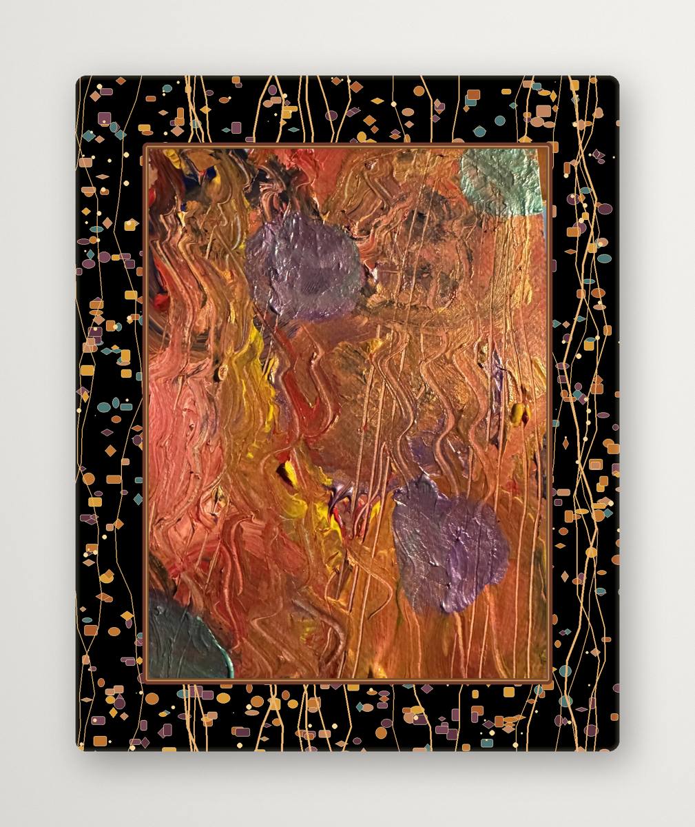 Textured framed abstract artwork by Jude Neale