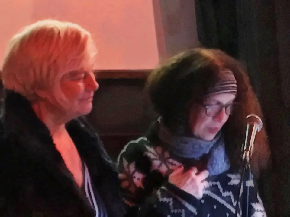 Jude Neale at a poetry event