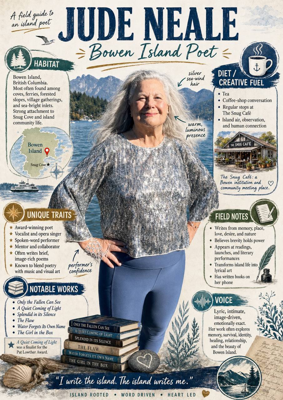 Illustrated field guide about Jude Neale's creative life